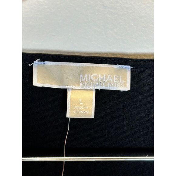 Michael Kors Women's MH3518W03G Size L Black Rhinestone Border Blouse Top NWT - Picture 6 of 9